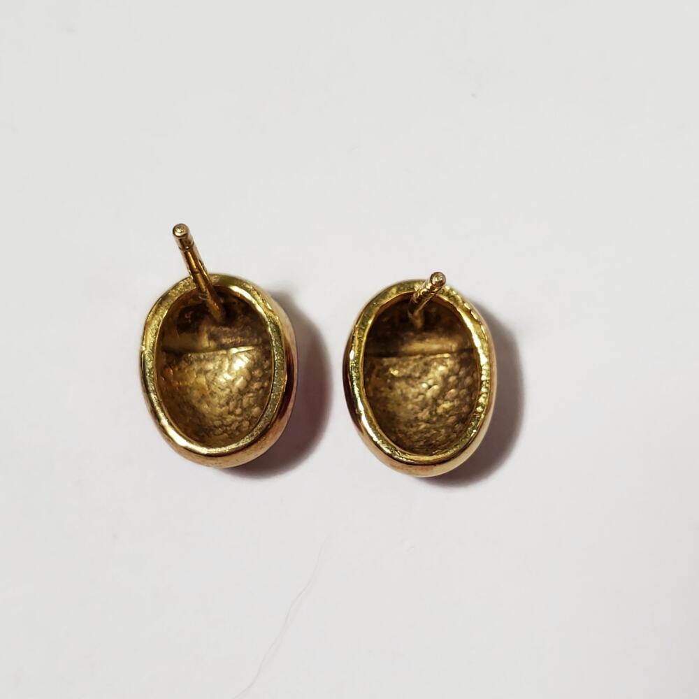 Vintage Gold Over Sterling Silver Enamel Ladybug Stud Earrings Italy - Picture 3 of 6